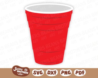 Pong Cup SVG, Plastic Party Beverage Cup PNG DXF Cricut Cut Files Canva Clipart
