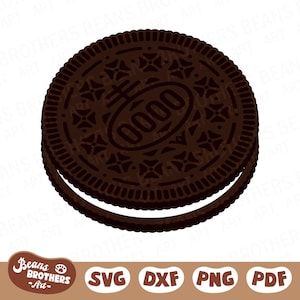 Chocolate Cookies and Cream SVG, Layered Black Cocoa Sandwich Cookie Clipart Illustration + PNG DXF Cricut Cut File Canva