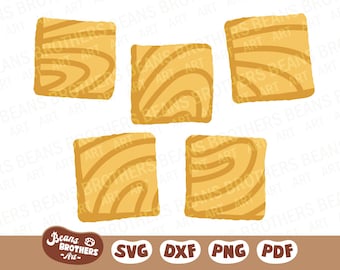 Cinnamon Crunch Cereal SVG, Square Toast Swirl PNG DXF Cricut Cut Files Canva Clipart