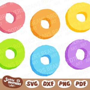 Fruit Ring Cereal SVG, Rainbow Loop PNG DXF Cricut Cut Files Canva Clipart