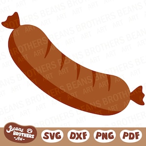 Schichtwurst SVG, gegrillter Hot Dog, Grillen Fleisch Essen + PNG DXF Cricut Cut Datei Canva Clipart