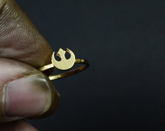 Star Wars 14K Gold Ring Star Wars Rebel Alliance Jewelry Dainty Ring Geek 14K Solid Gold Gift