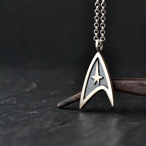 Command Necklace Jewelry 925 Sterling Silver Geek Men Space Trekkie Cosplay Jewelry Gift