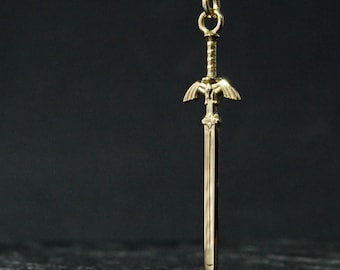 14K Solid Gold Master Sword Necklace - Zelda Jewelry