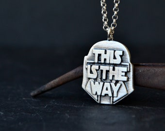 Sterling Silver Mandalorian Necklace, This Is The Way, Star Wars Cosplay Jewelry