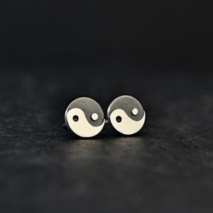 Yin Yang Earrings Sterling Silver Dainty Everyday Yin and Yang Balance Harmony Sustainable Zen Jewelry