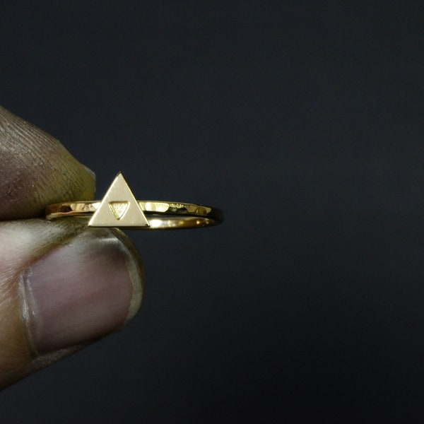 Zelda Triforce 14K Gold Dainty Ring Legend of Zelda 14K Solid Gold Jewelry Geek Nerd Love