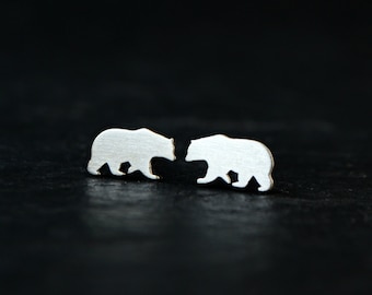 Dainty Sterling Silver Bear Earrings: Animal Jewelry