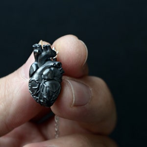 Anatomical Heart Necklace Black Gray Gothic Heart Jewelry Medical Science Anatomy Jewelry Nurse Doctor Gift