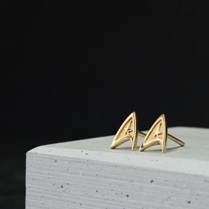 Command Earrings 14K Solid Gold Trekkie Starfleet Jewelry Geek Cosplay Solid Gold Gift