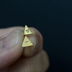 Legend of Zelda Earrings 14K Gold Zelda Triforce Jewelry Triangle Zelda Geek Nerd Solid Gold Earrings