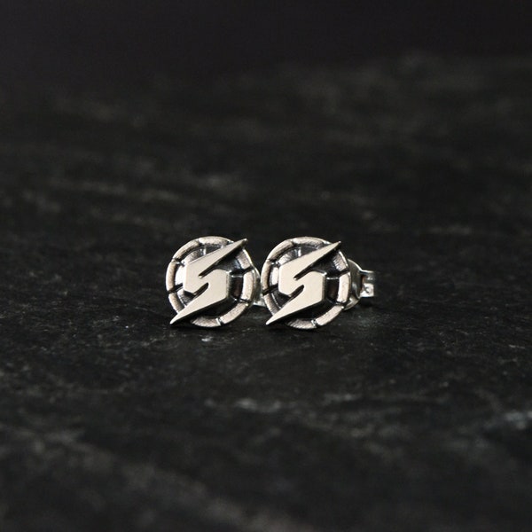 Super Metroid Screw Attack Earrings, Metroid Team, Samus Aran Cosplay, 925 Sterling Silver Gamer Jewelry