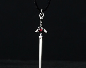 Legend of Zelda Master Sword Necklace - Sterling Silver Zelda Stone Jewelry