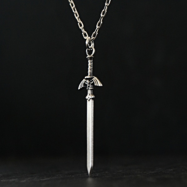 Sterling Silver Legend of Zelda Master Sword Necklace - Zelda Jewelry Cosplay