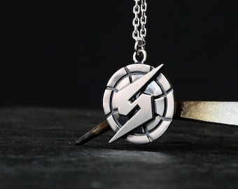 Super Metroid Screw Attack Necklace, 925 Sterling Silver Metroid Gamer Jewelry Samus Aran