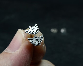 Sterling Silver Zelda Earrings: Hyrule Crest Triforce Jewelry