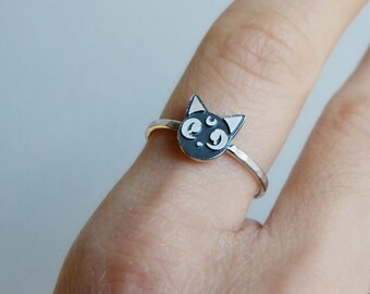 Sailor Moon Luna Cat Ring: 925 Sterling Silver Anime Cosplay