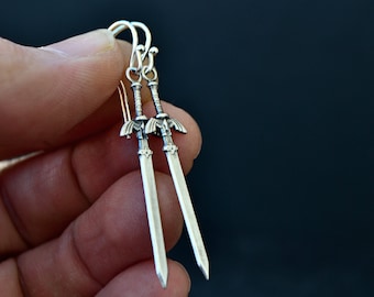 Zelda Master Sword Earrings Legend of Zelda Dangle Earrings Geek Nerd Zelda Silver Jewelry Gamer Girl