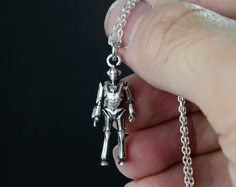 Robot Pendant Necklace Android Robot Jewelry 925 Sterling Silver Sci Fi Fantasy Geek Necklace