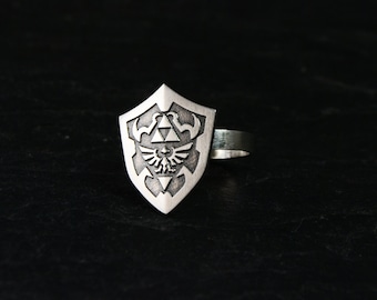 Hylian Shield Ring: Legend of Zelda 925 Sterling Silver Gamer Jewelry