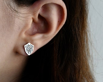 Zelda Hylian Shield Earrings: Sterling Silver Triforce Jewelry