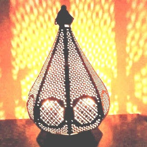 Moroccan Brass Hanging Lantern: Black & Gold Oriental Pendant Lamp