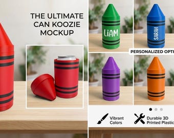 Personalized Crayon Can Cooler | Custom 3D Printed Crayon Can Sleeve | Teacher Gift, Back to School | Fits 12oz Standard & Skinny Cans