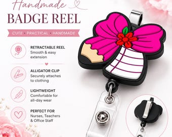 Pink Bow Badge Reel Digital File, Nurse Teacher Badge Reel Design, Printable Badge Reel Topper PNG