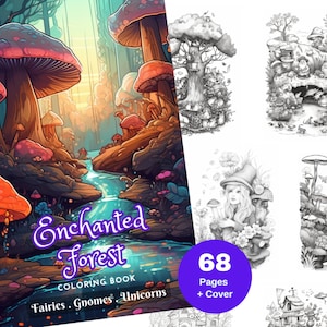 68 Pages Enchanted Forest Coloring Book: Whimsical Designs for Adults and Kids - Relaxing Nature Scenes, Fairies, Animals, and More!