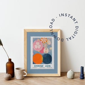 Hilma af Klint Art druckbares Plakat, minimaler abstrakter moderner Druck digitaler Download, neutraler Ausstellungsdruck, blaues Giclée