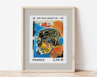 Basquiat Skull Print, Jean-Michel Basquiat Exhibition Poster, New York Modern Fine Art, Abstract Art Gallery Wall Art, Black and Blue Skull