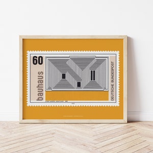 Bauhaus Kunst Poster, Gelb Josef Albers Bauhaus Ausstellungsdruck, Vintage Briefmarke Kunst, Mid Century Modern Fine Art Wanddekoration