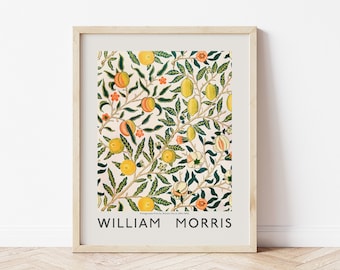 William Morris Print, Citrus Wall Art, Detailed Vintage Gallery Exhibition Art Floral Poster, Fruit Flower Pattern Poster, Dining Room Decor