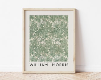 William Morris Tulip Print, Exhibition Art Flower Poster, Detailed Floral Wall Art, Vintage Greenery Pattern Poster, Museum Quality Art