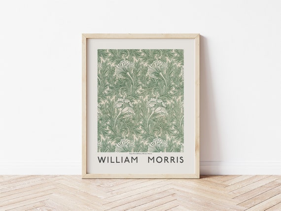 William Morris Tulip Print, Exhibition Art Flower Poster, Detailed Floral Wall Art, Vintage Greenery Pattern Poster, Museum Quality Art