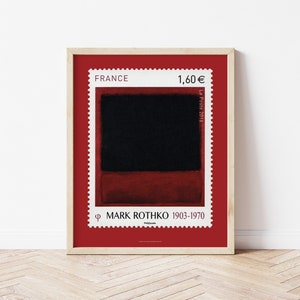 Mark Rothko Gemälde Poster, Rote Mark Rothko Galerie Ausstellung Druck, Französische La Poste Briefmarke, abstrakte moderne Kunst Wanddekoration