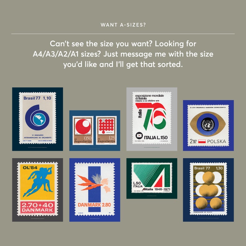 May include: A collection of vintage postage stamps with various designs and colors, including stamps from Brazil, Italy, Poland, and Denmark. The stamps feature diverse imagery and text, set against a dark blue background.