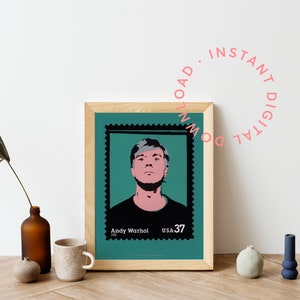 Andy Warhol Selbstporträt druckbare Wandkunst, ikonisches Pop-Art-Ausstellungsplakat, selbst drucken, Galerie-Museum Druck, USA-Briefmarke