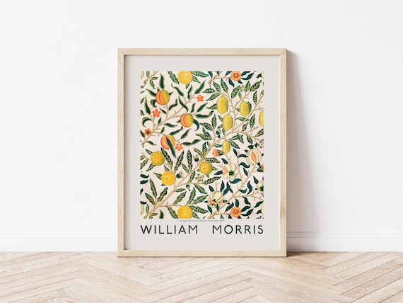William Morris Print, Citrus Wall Art, Detailed Vintage Gallery Exhibition Art Floral Poster, Fruit Flower Pattern Poster, Dining Room Decor