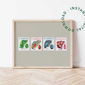 Kristall Edelstein Kunstdruck, Geode Poster, Achat Scheibe, Geburtsstein Opal Wandkunst, bunte Steine & Mineralien, Stempel Art Download