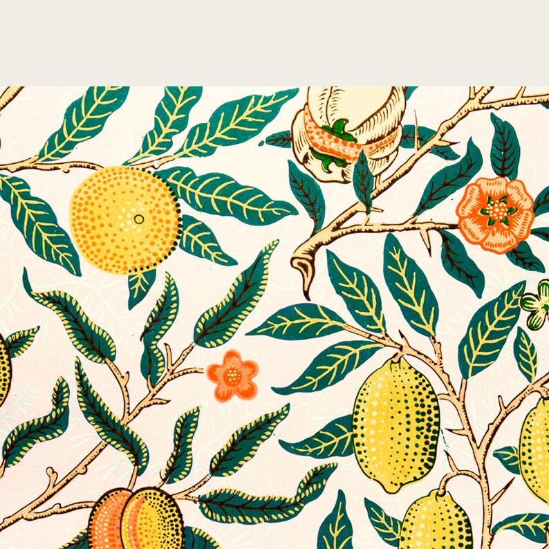 Puede incluir: Un patr&oacute;n sin costuras con un dise&ntilde;o repetitivo de hojas verdes, c&iacute;tricos naranjas, limones amarillos y flores rosas sobre un fondo blanco.