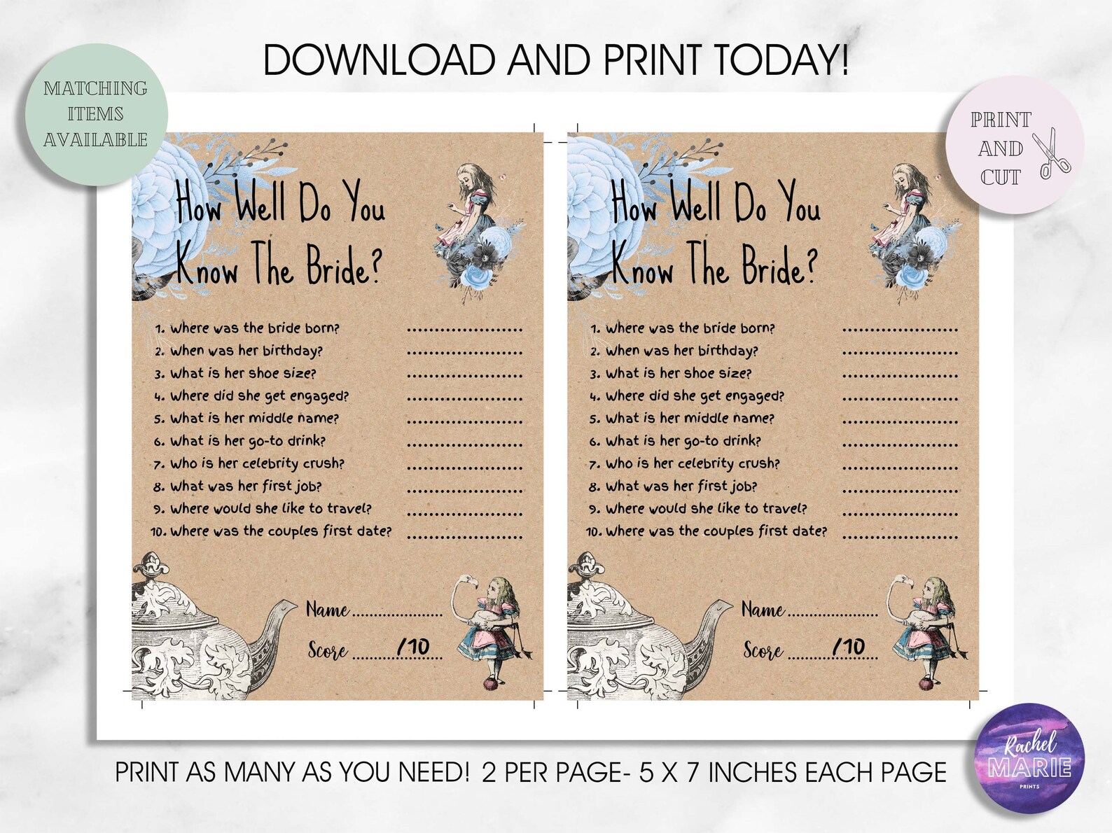 How Well Do You Know the Bride PRINTABLE Bachelorette Bridal - Etsy UK
