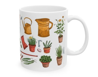 Gardener Mug: Floral & Vegetable Garden Art, Gift for Plant Lovers