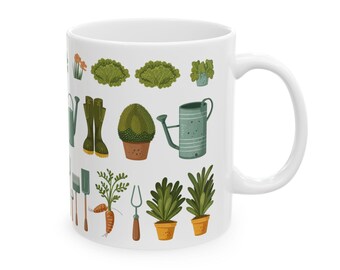 Gardener Mug: Gardening Tools & Plants, Gift for Plant Lovers