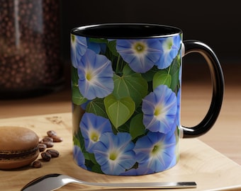 Morning Glory Mug Violet Gift for Her Pretty Flower Garden Morning Glorys Trumpet Flowers
