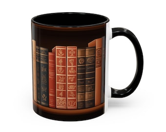 Library Books Coffee Mug: Vintage Book Lover Gift