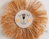 Lion Face Raffia Wall Hanging Safari Jungle Nursery Lion Head Boho Nursery Decor Kid room Decor boho wall art Safari Nursery Decor Lion art