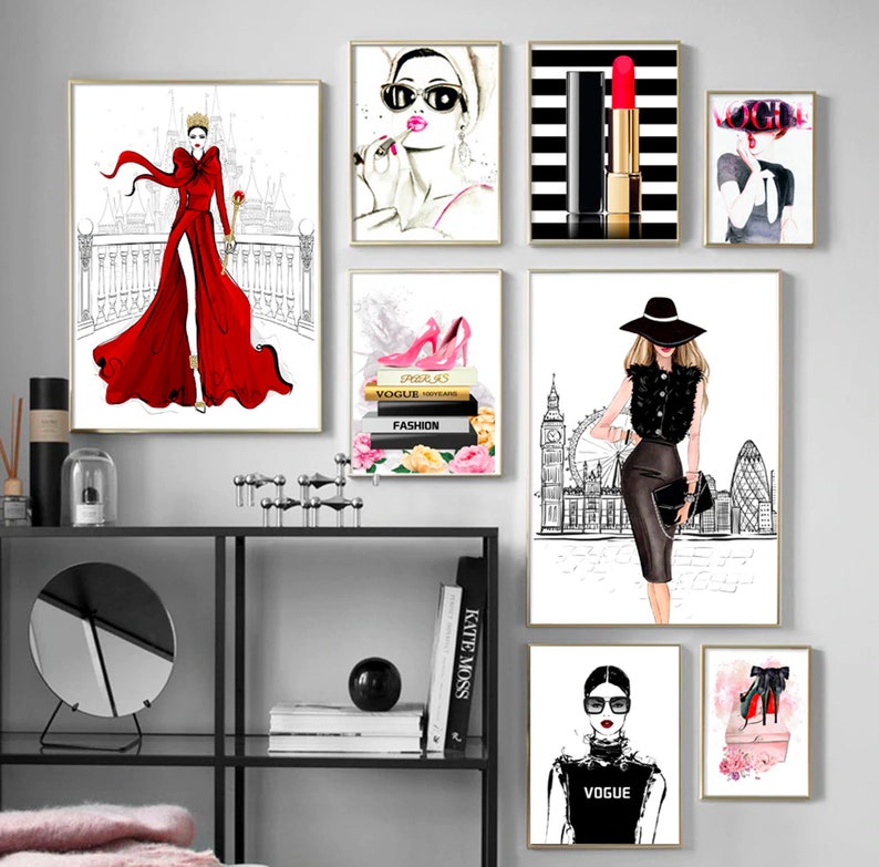 Fashion illustration Wall Art Fashion Chic Girl Fashion Etsy