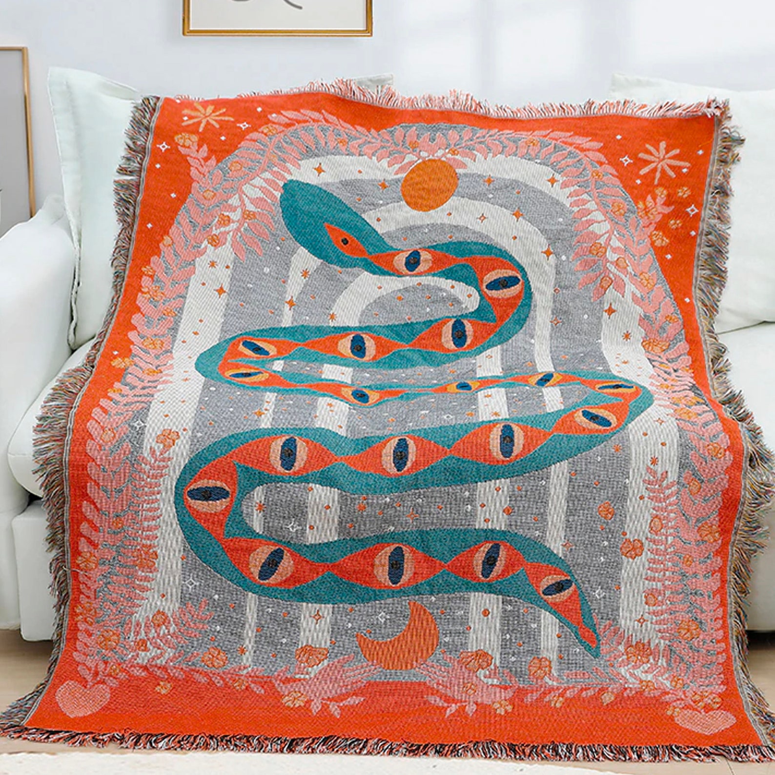 Snakes Blanket Tapestry Blanketcotton Throws Housewarming Etsy