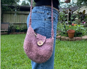 Small Blush Pink Jute Twine Messenger Shoulder Bag